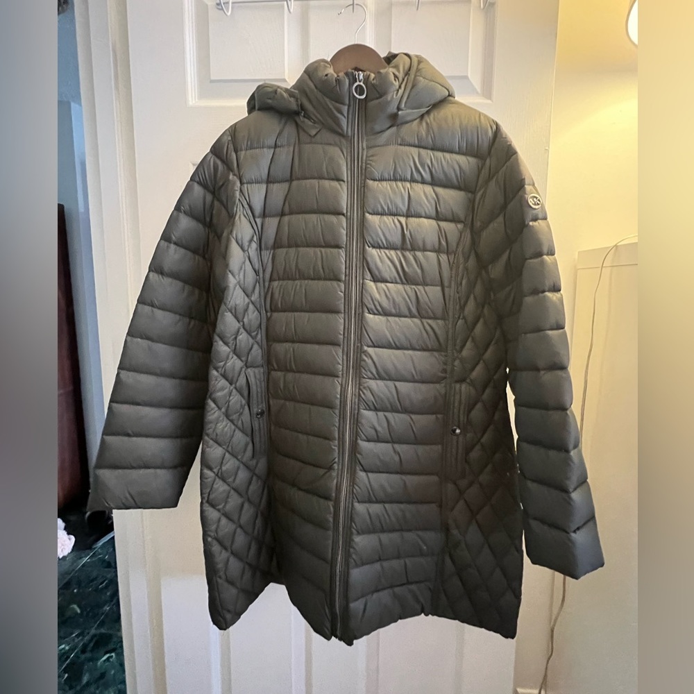 Michael Kors Quilted Green Puffer Coat